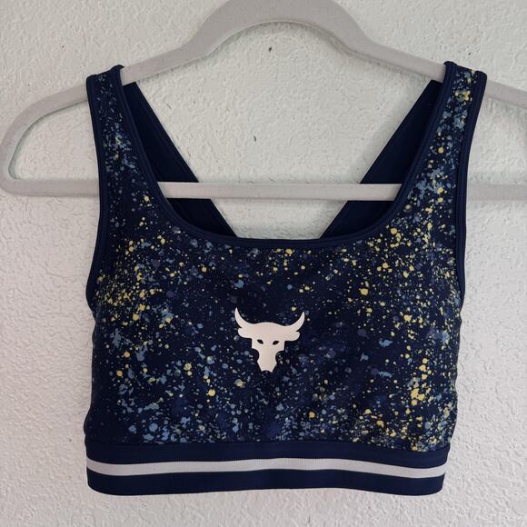 Under Armour Project Rock Sports Bra Womens Large Compression Crossback Sporty - Picture 1 of 7